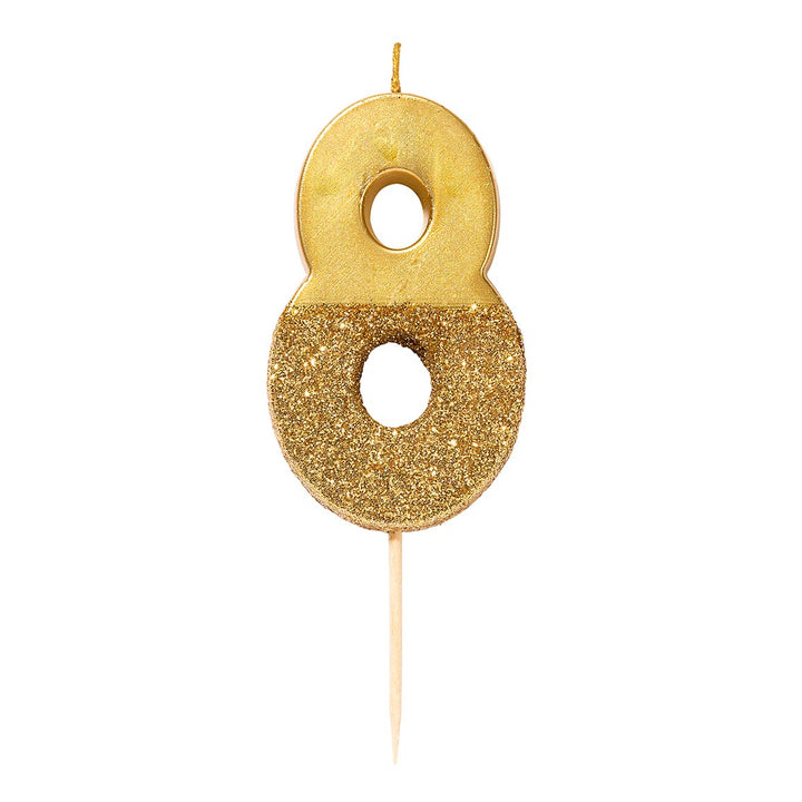 Velas Número 0-9 Dorado Glitter