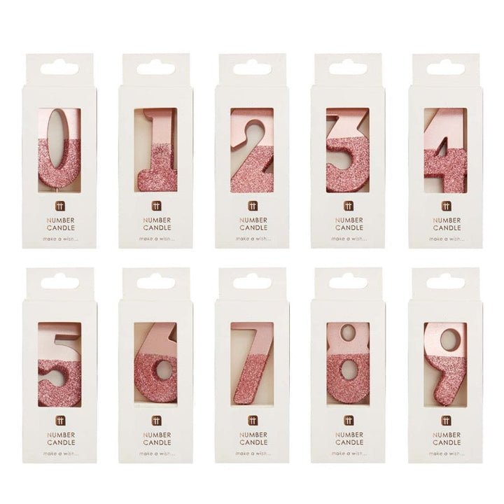 Velas Número 0-9 Rose Gold Glitter