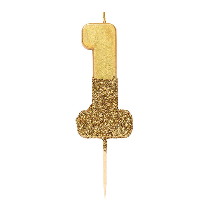 Velas Número 0-9 Dorado Glitter