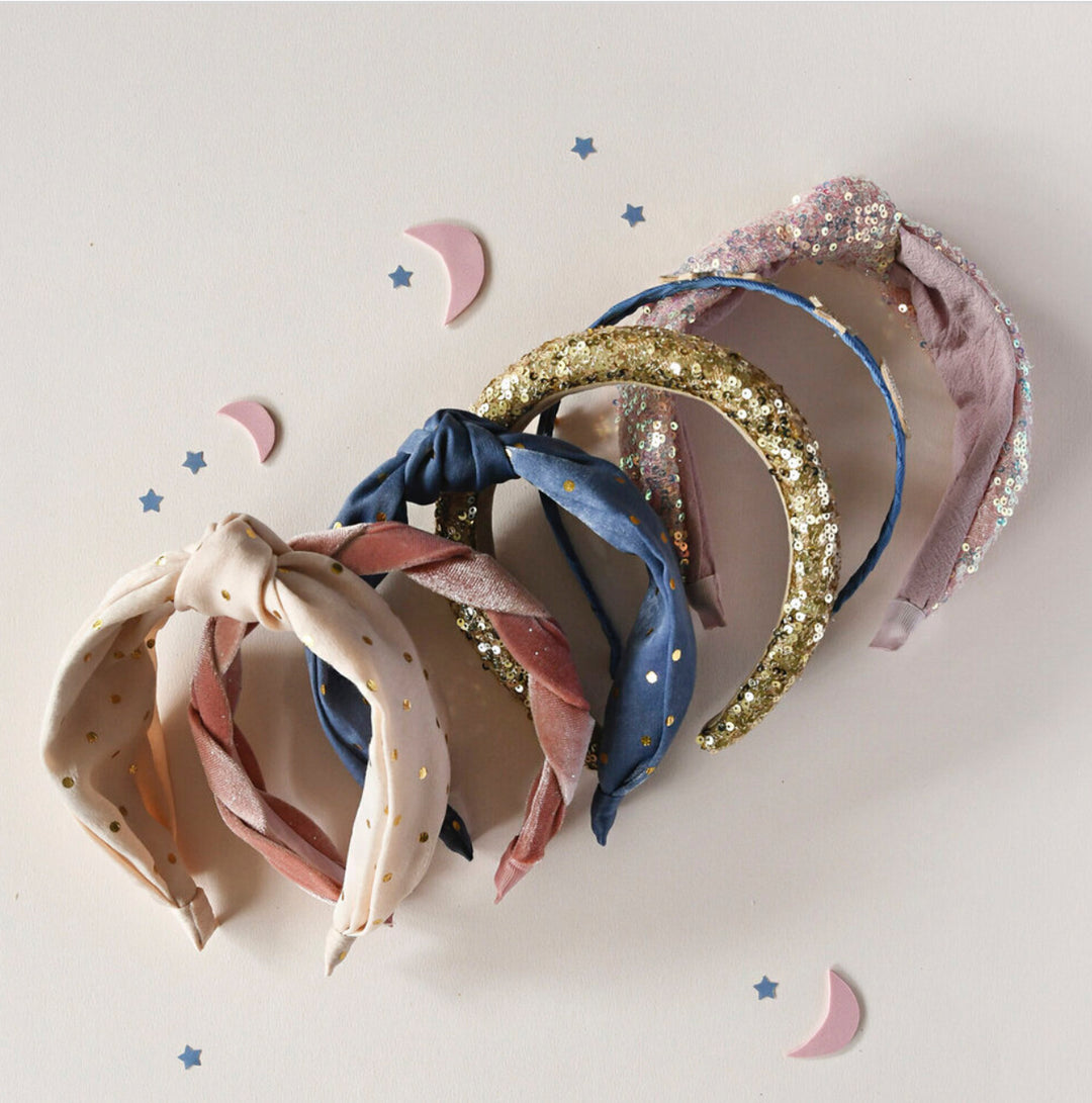Diadema Lazo Lentejuelas Rosa