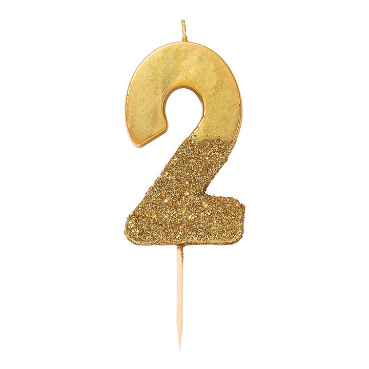 Velas Número 0-9 Dorado Glitter