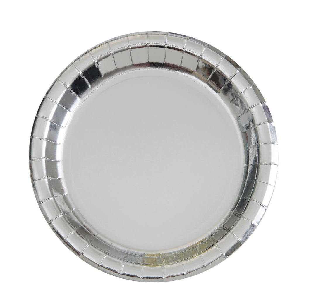 Plato Plateado Brillante Basic, 8 Uds