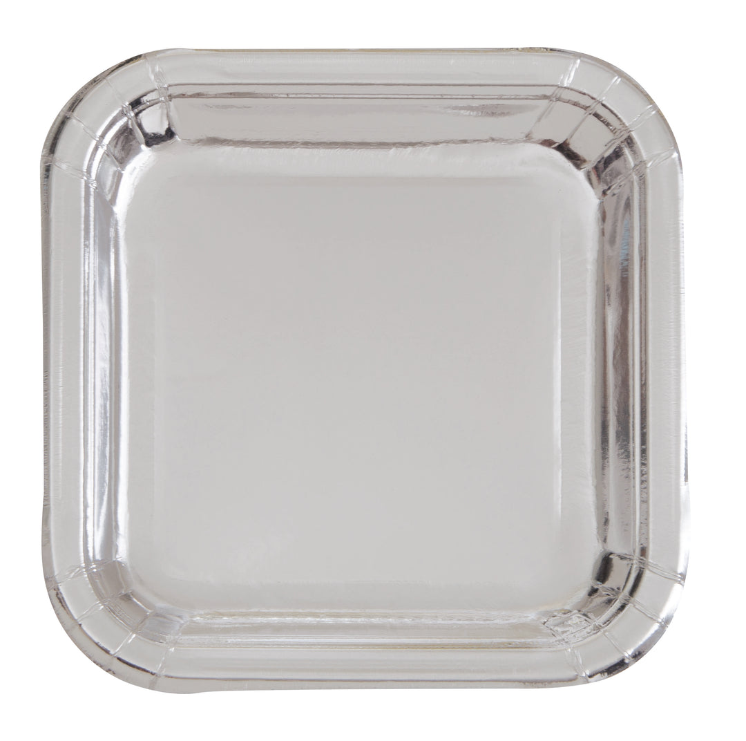 Plato Grande Plateado Basic, 8 Uds