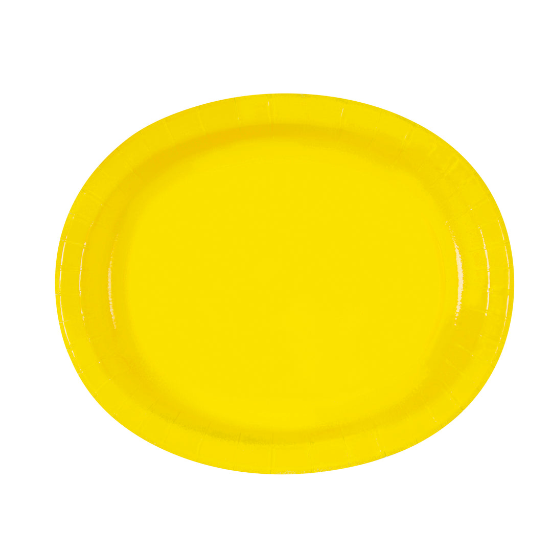 Plato Ovalado Amarillo Neón Basic, 8 Uds
