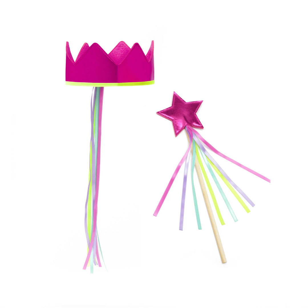 Set Corona y Varita Rosa Glitter