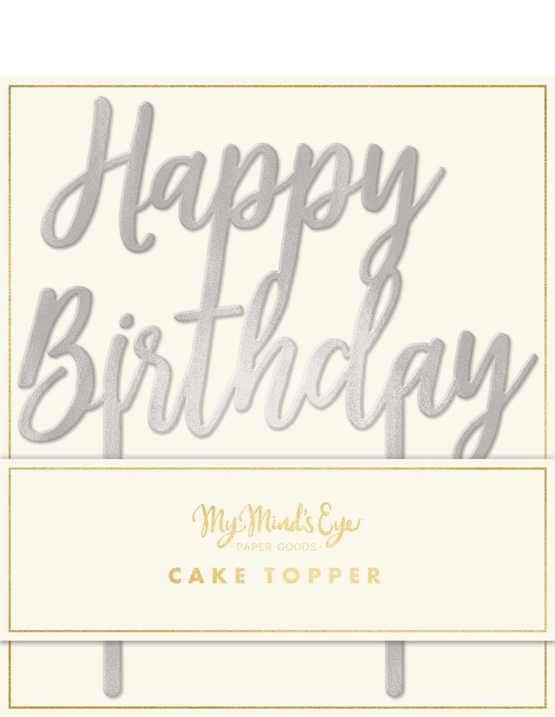 Cake Topper Happy Birthday Plata