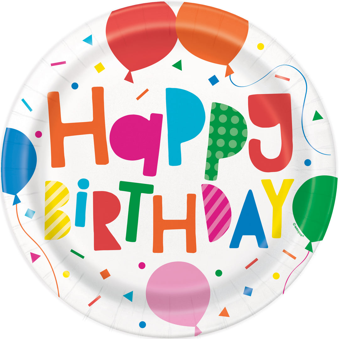 Plato Grande "Happy Birthday", 8 Uds