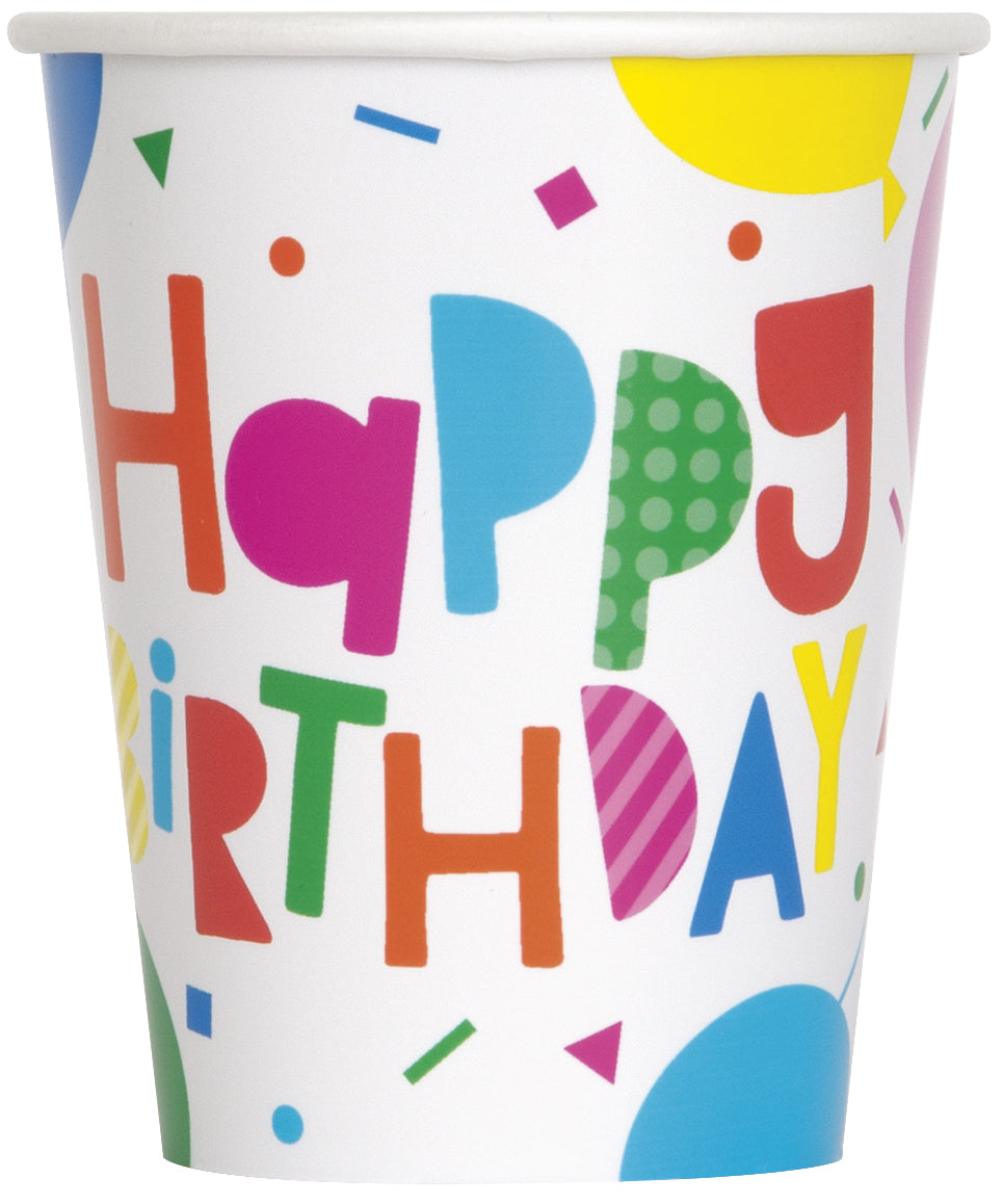 Vasos "Happy birthday", 8 Uds