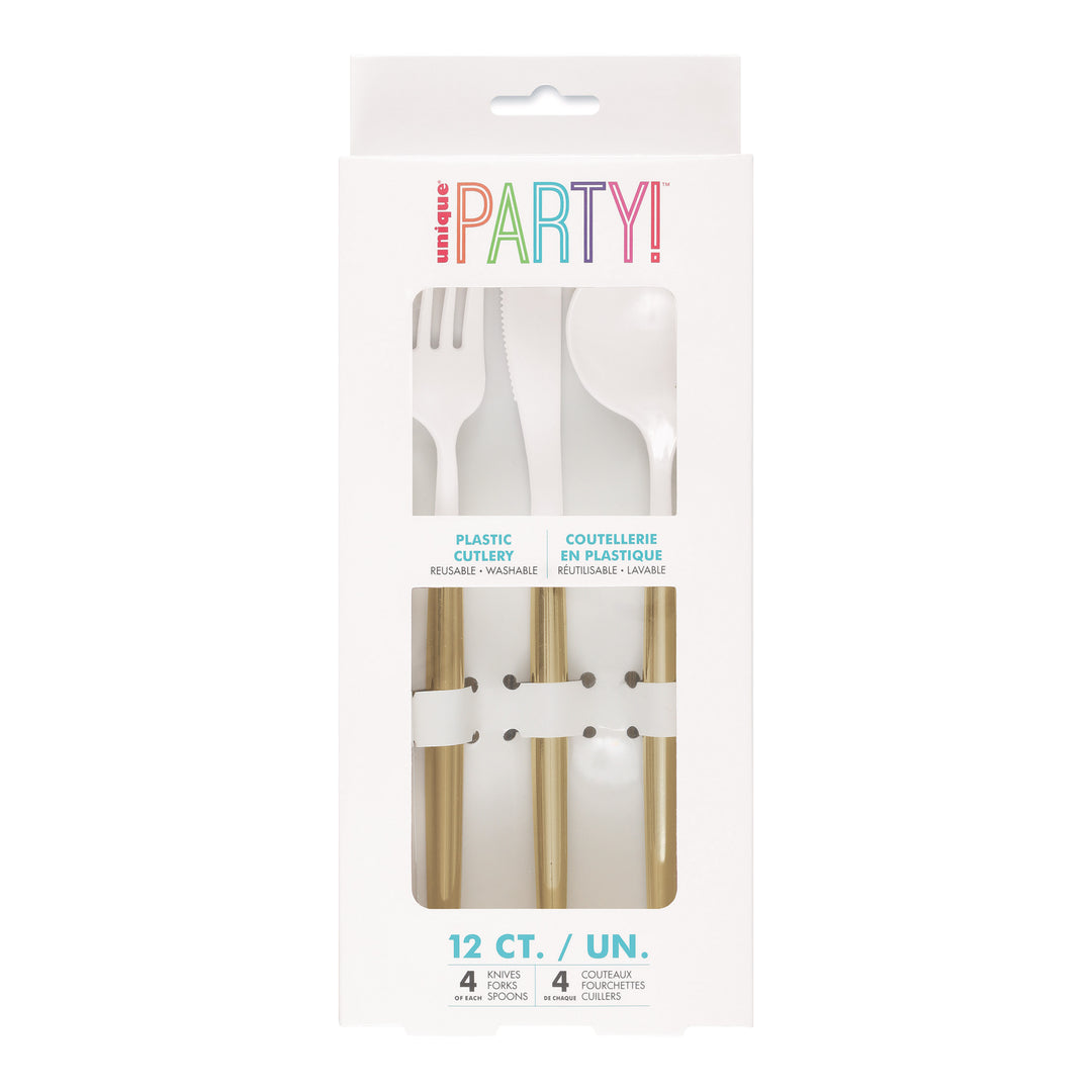 Set de Cubiertos Surtido White-Gold, 12 Uds