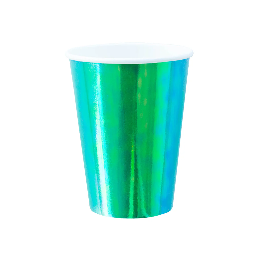 Vaso Iridiscente Esmeralda, 8 Uds