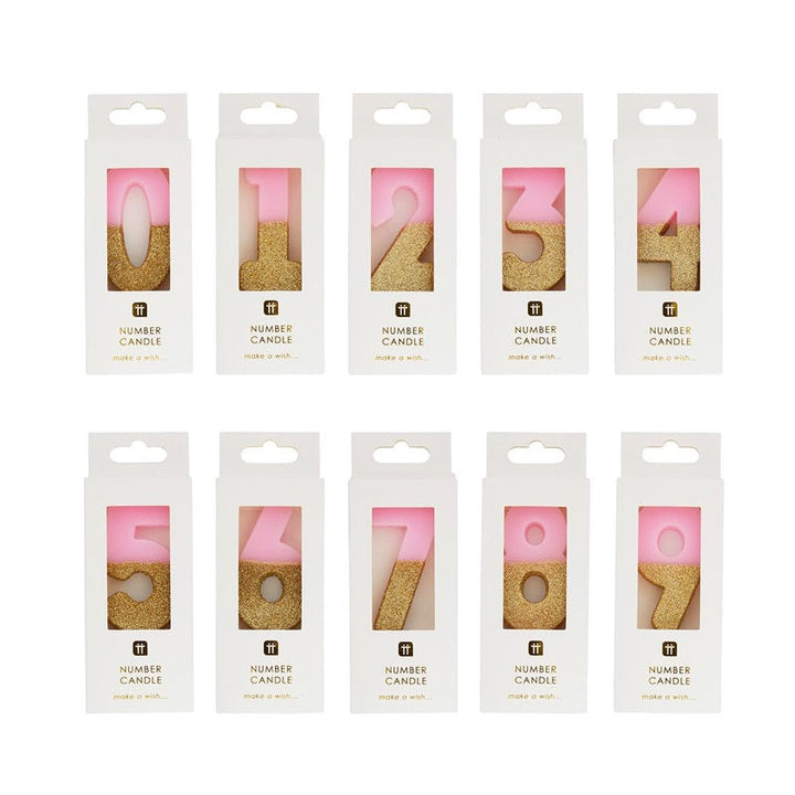 Vela Número Rosa Glitter 0-9