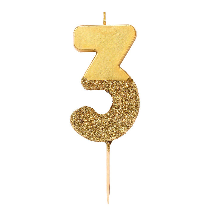 Velas Número 0-9 Dorado Glitter
