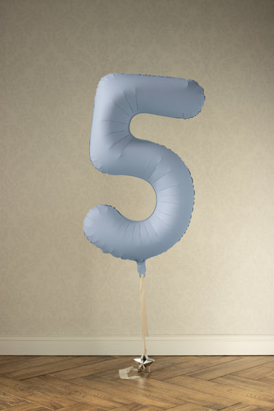 Globo Foil Mate Número 5 Azul Neblina, 34"