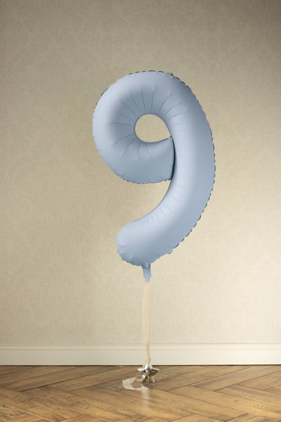 Globo Foil Mate Número 9 Azul Neblina, 34"
