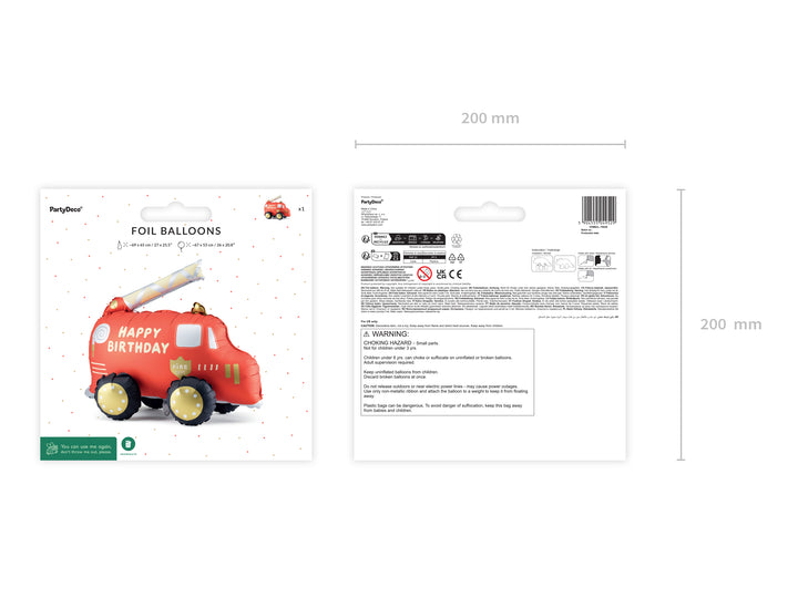 Globo Foil happy Birthday de pie Camión de Bombero