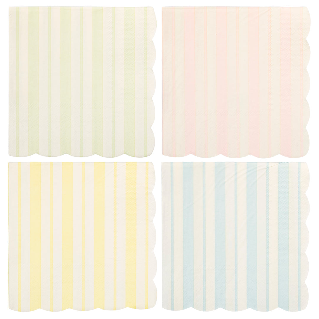 Servilletas cóctel a Rayas color Pastel 24 Uds