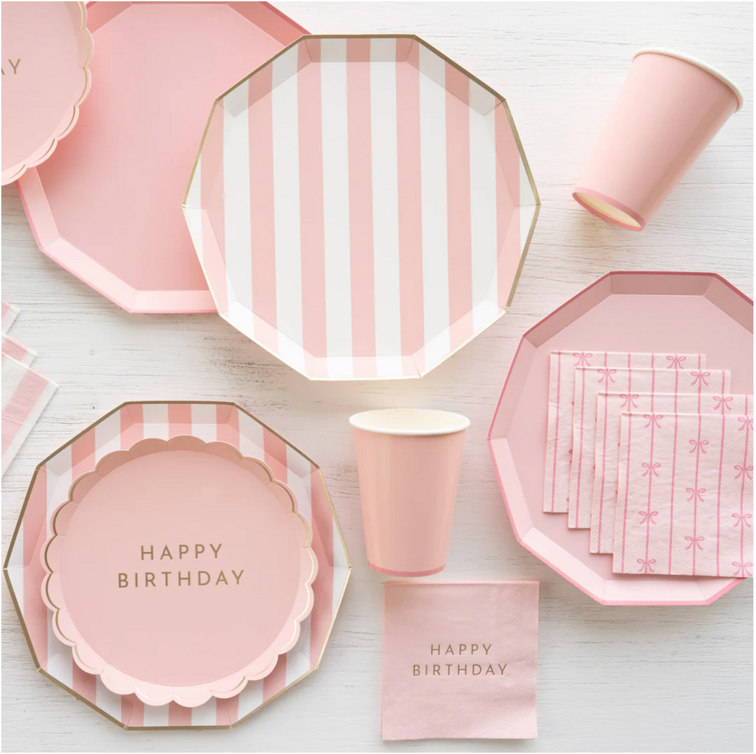 Plato a Rayas Cabana Rosa Pétalo, 8 Uds