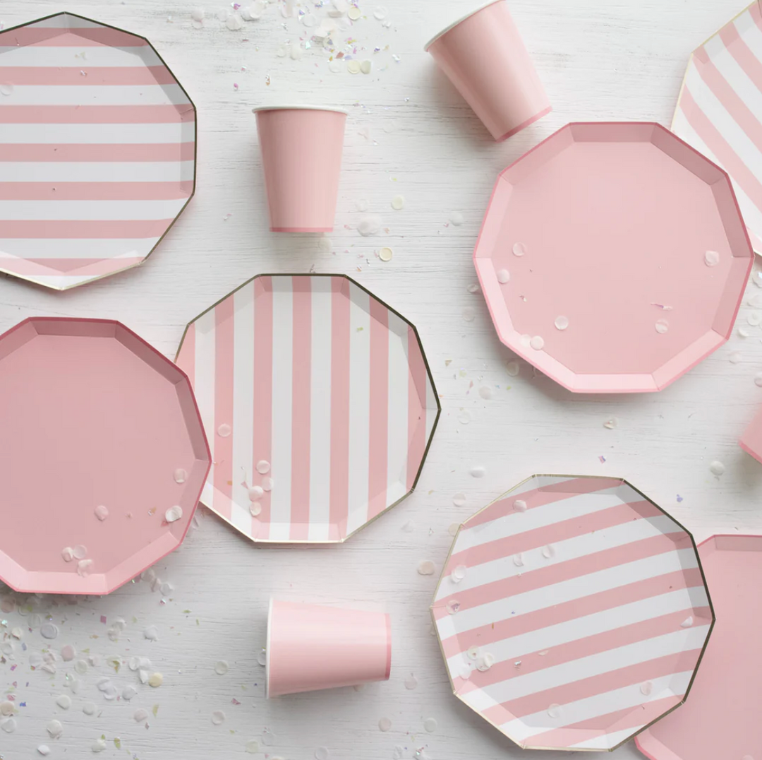 Plato a Rayas Cabana Rosa Pétalo, 8 Uds