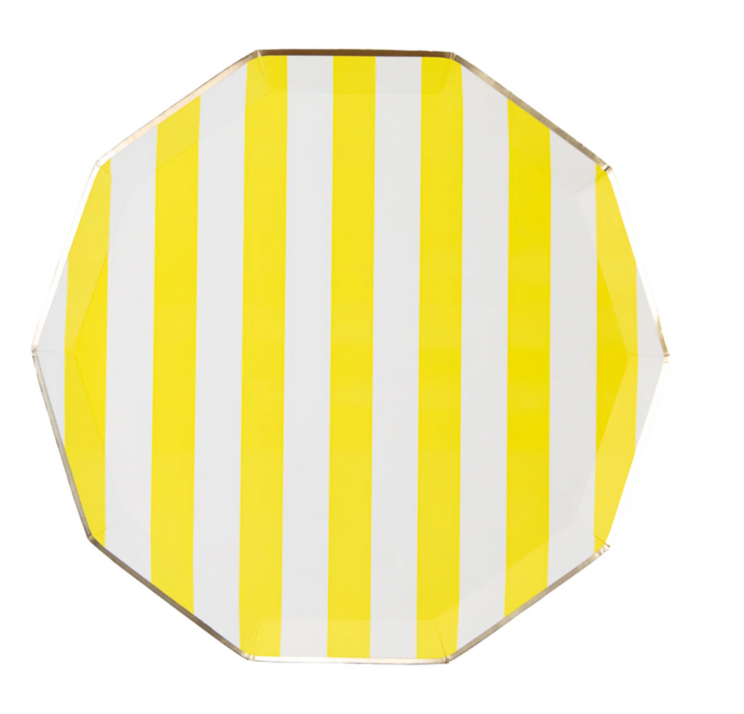 Plato Grande a Rayas Cabana Amarillo, 8 Uds