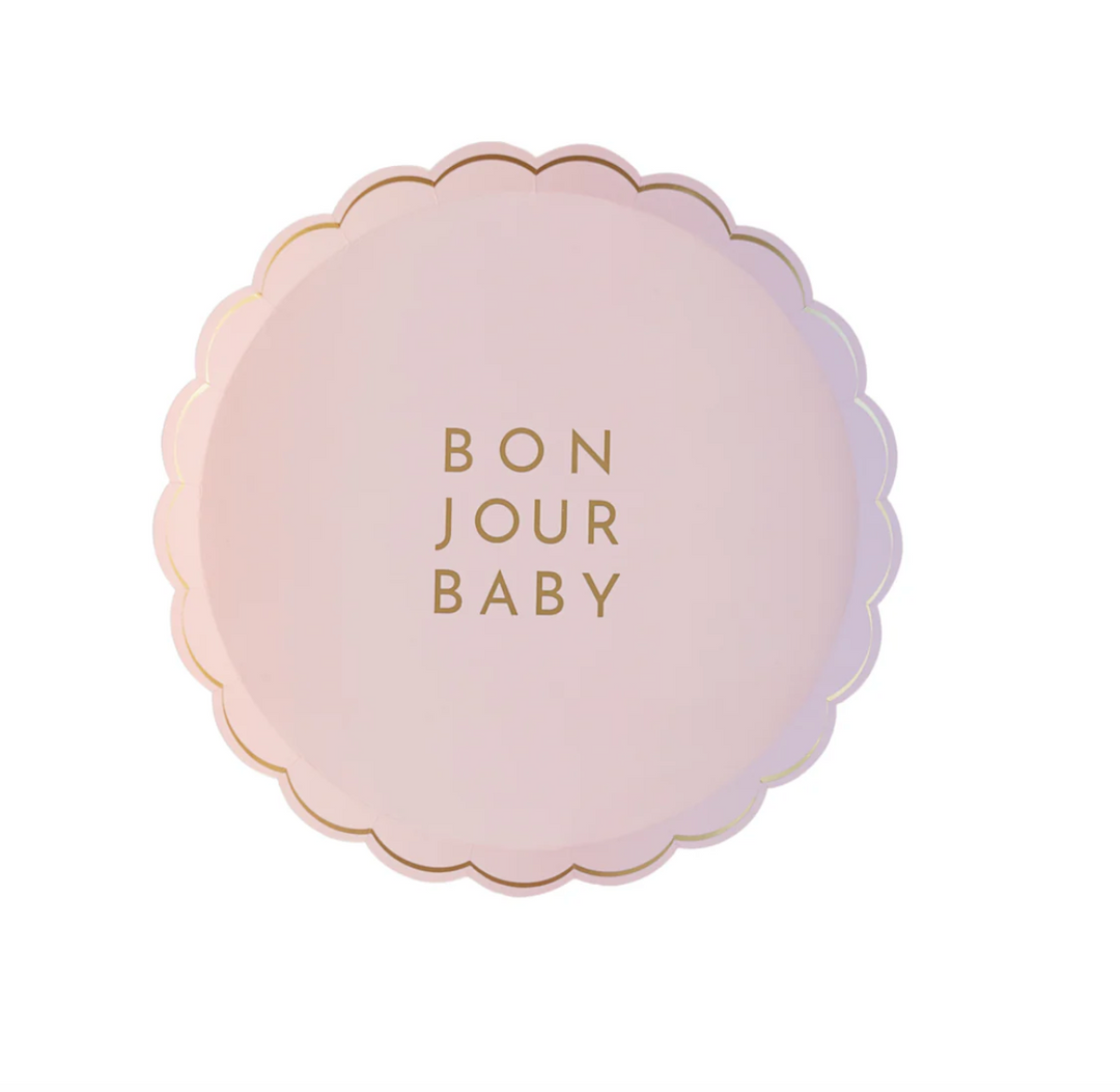 Plato "BONJOUR BABY" Rosa pétalo, 8 Uds