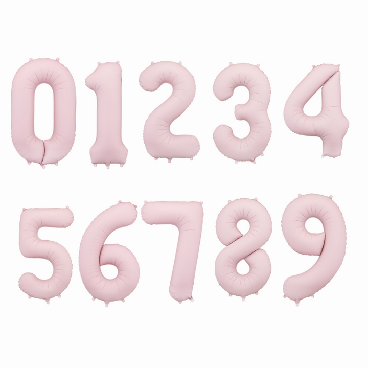 Globo Foil Número 0-9 Rosa Pastel Mate