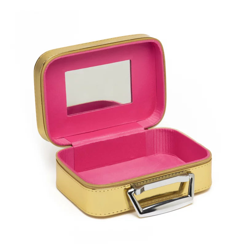 Maleta Maquillaje Dorado Brillante