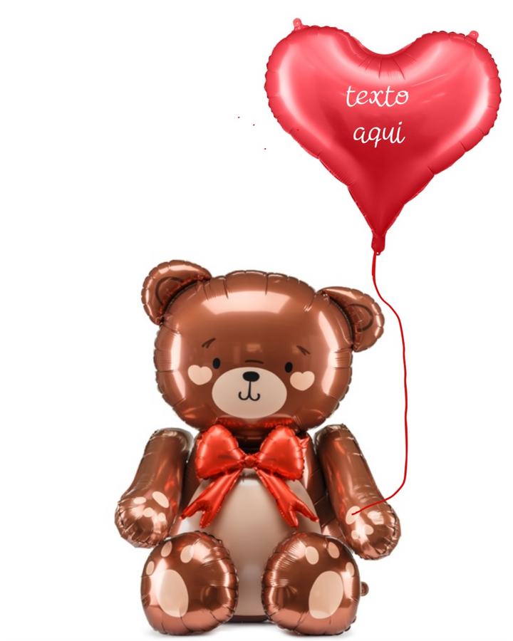 Globo Osito + Globo Corazón 24 Personalizado Helio