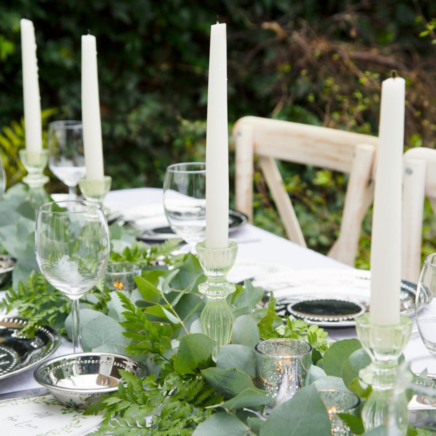 Candelabro Cristal Verde Pastel