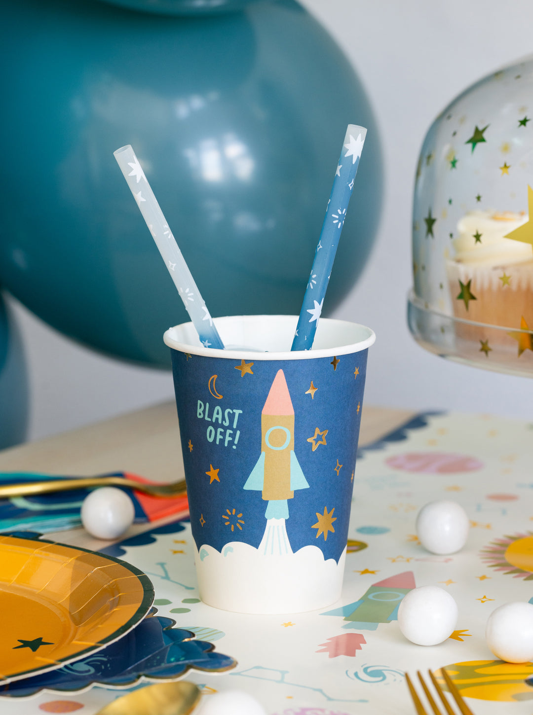 Vasos Espaciales "Blast off" 12 Oz, 8 Uds