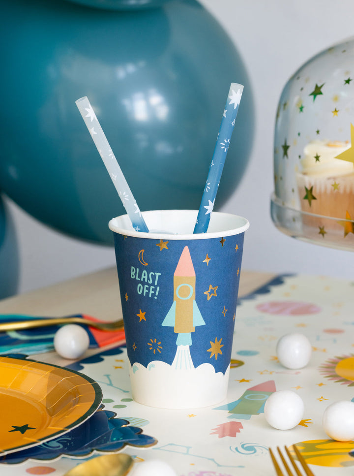 Vasos Espaciales "Blast off" 12 Oz, 8 Uds