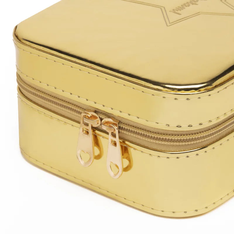 Maleta Maquillaje Dorado Brillante