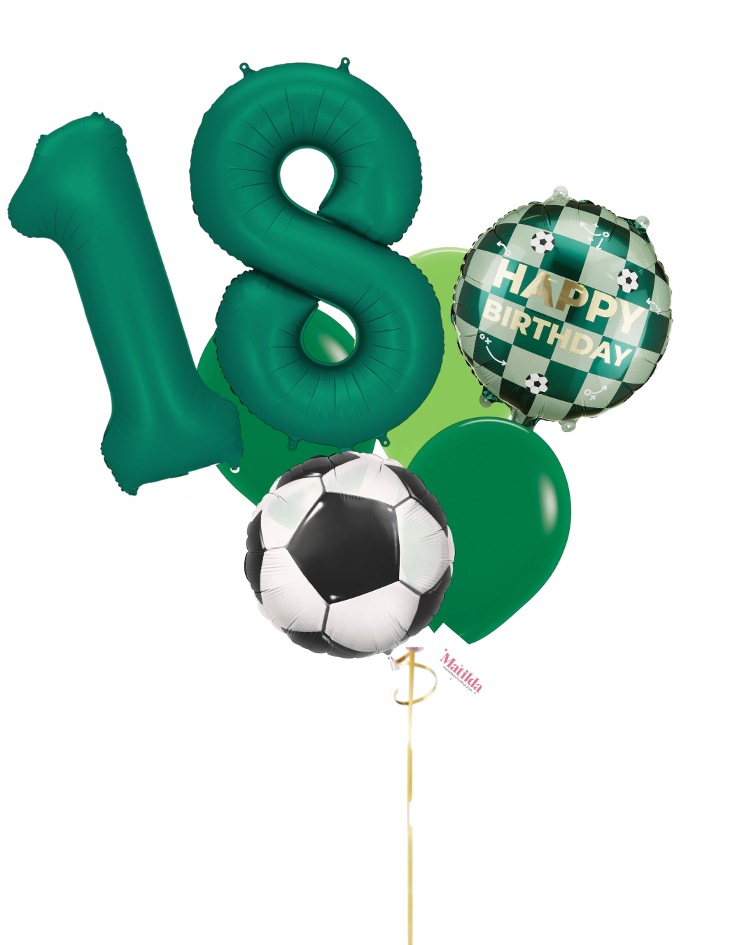 Bouquet de Globos Fútbol Verde botella con helio