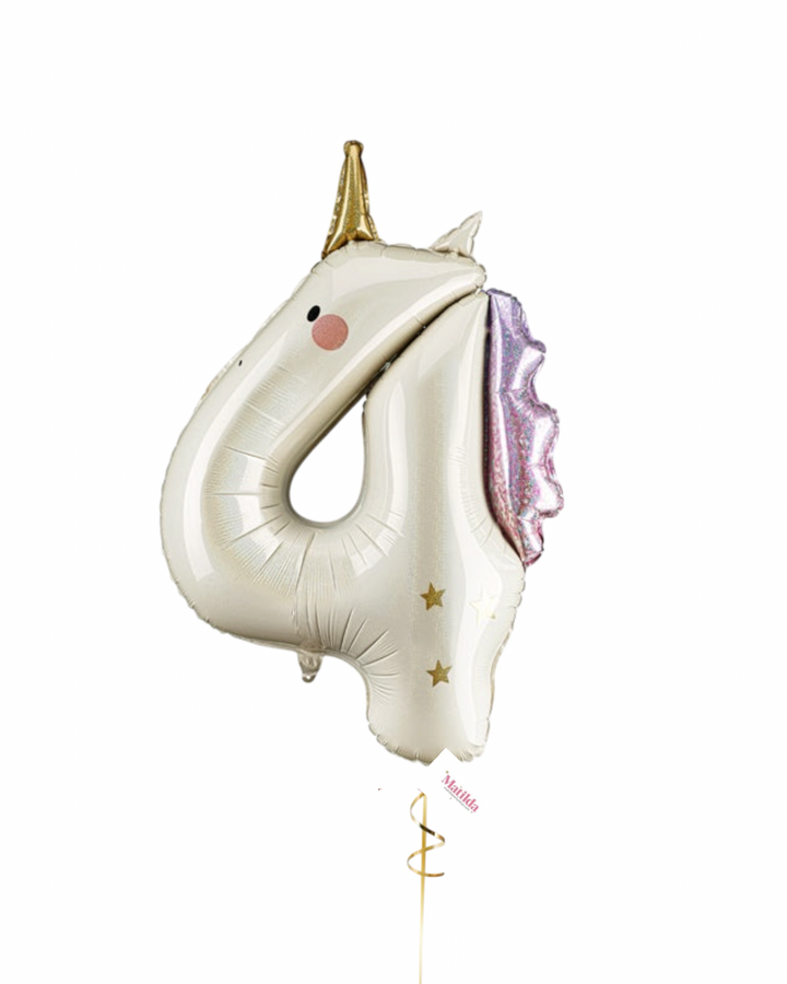 Bouquet de Globos Número Unicornio Pastel
