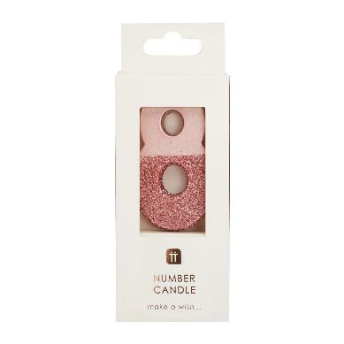 Vela Número 8 Rose gold Glitter