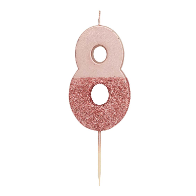 Velas Número 0-9 "Rose Gold Glitter"