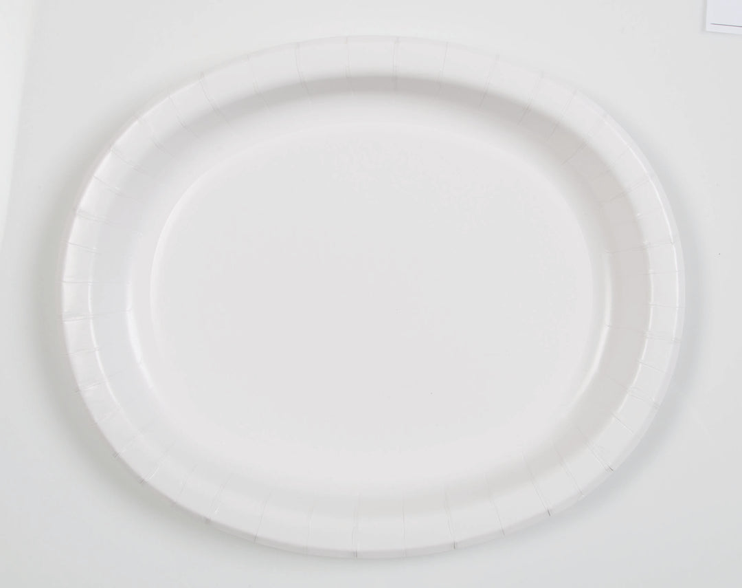 Plato Oval Grande Blanco Basic, 8 Uds