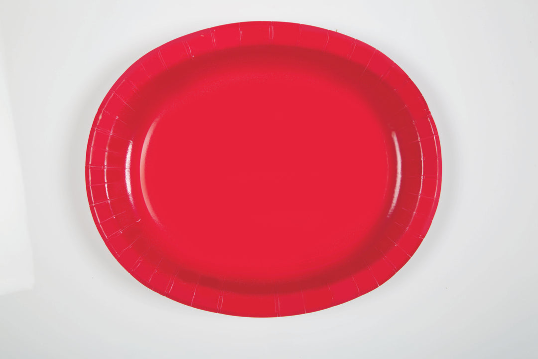 Plato Ovalado Rojo Rubí Basic, 8 Uds