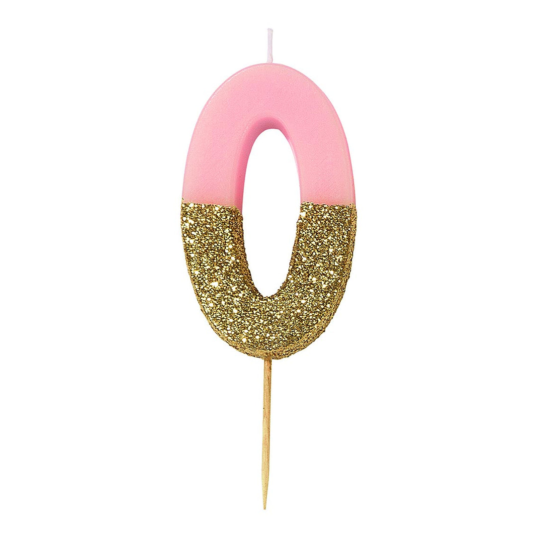Vela Número Rosa Glitter 0-9