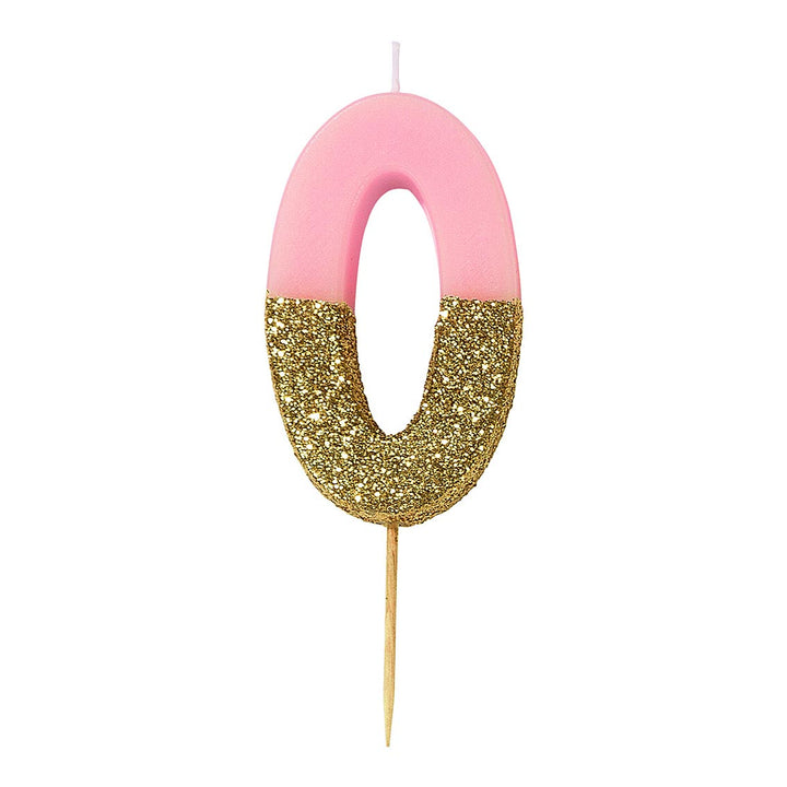 Vela Número Rosa Glitter 0-9