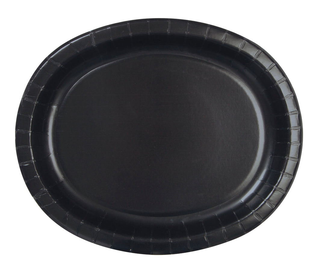 Plato Ovalado Negro Basic, 8 Uds