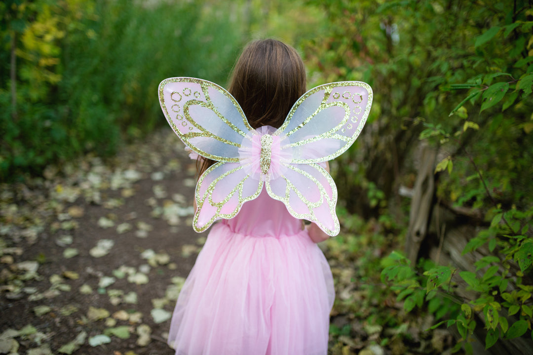 Vestido Dorado de Mariposa con Allas de Hada
