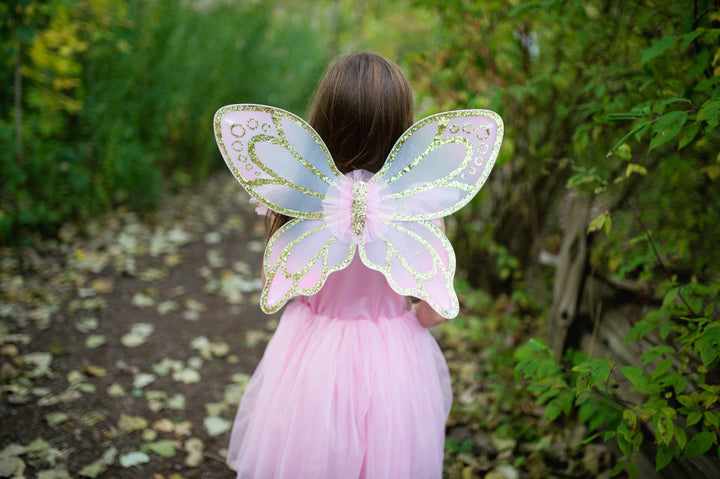 Vestido Dorado de Mariposa con Allas de Hada
