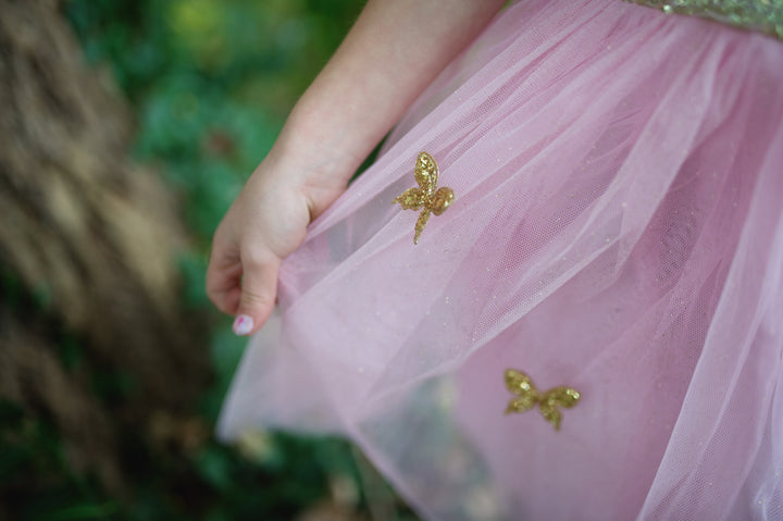 Vestido Dorado de Mariposa con Allas de Hada