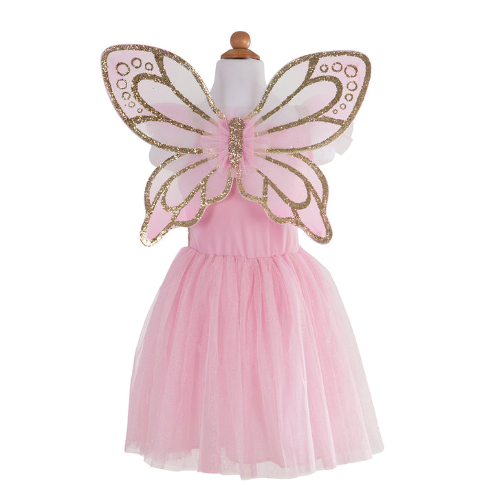 Vestido Dorado de Mariposa con Allas de Hada