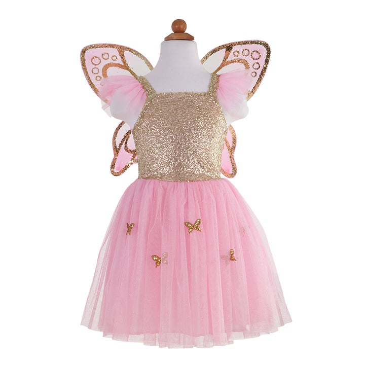 Vestido Dorado de Mariposa con Allas de Hada