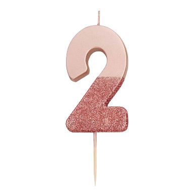Velas Número 0-9 "Rose Gold Glitter"