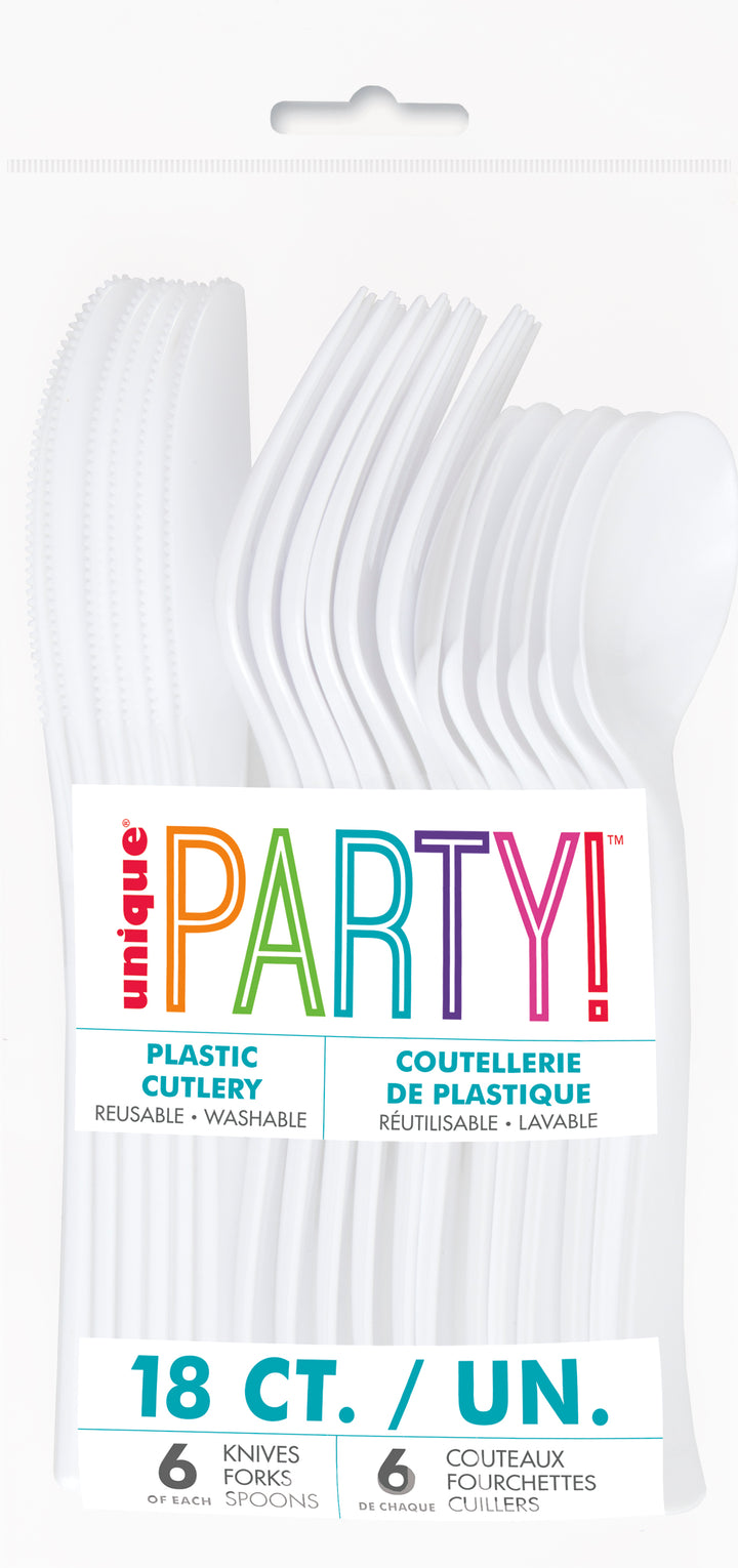 Set de Cubiertos Blanco Basic, 18 Uds