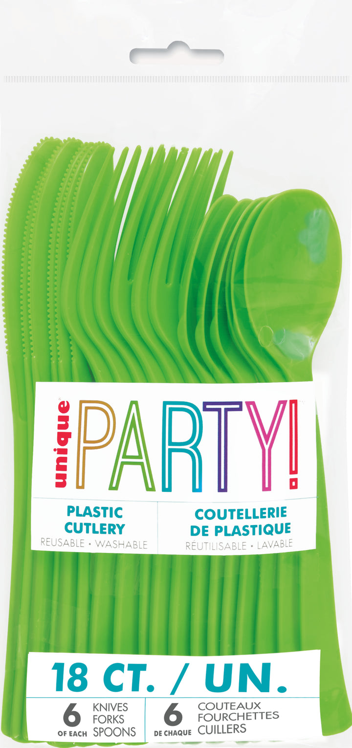 Set de Cubiertos Verde Lima Basic, 18 Uds