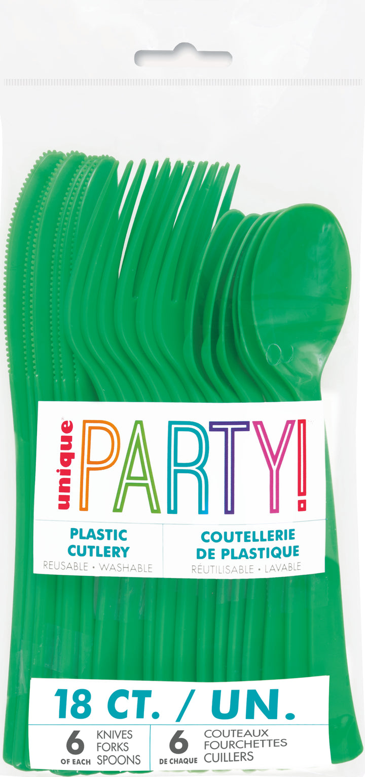 Set de Cubiertos Verde Esmeralda Basic, 18 Uds