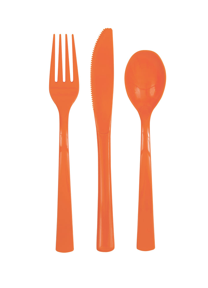 Set de Cubiertos Naranja Basic, 18 Uds